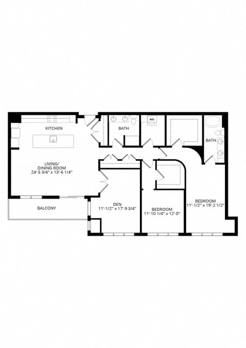 Floor plan for 2 beds, 2 baths, 1891 sqft